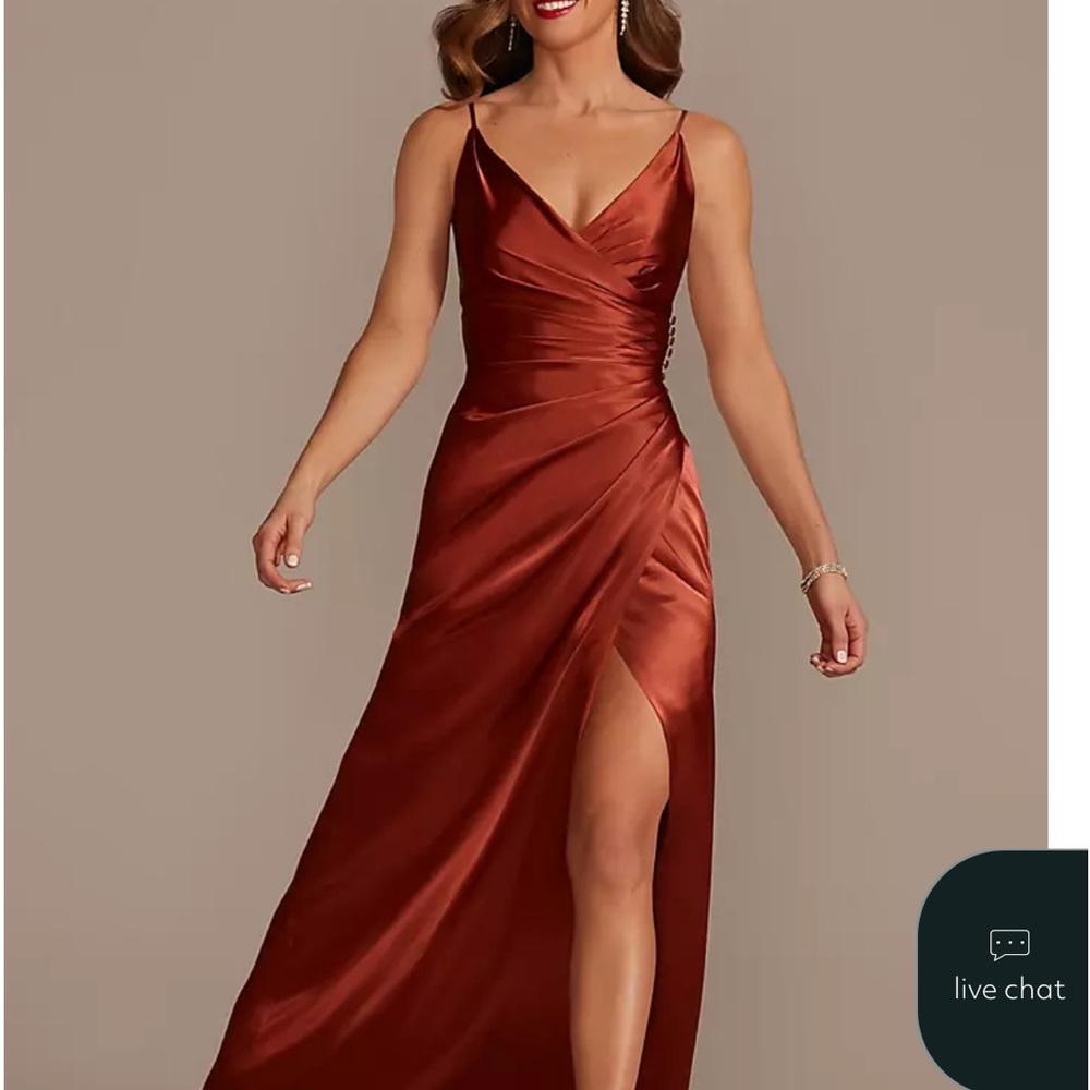 Bridesmaid Satin Dress in Rich Rust